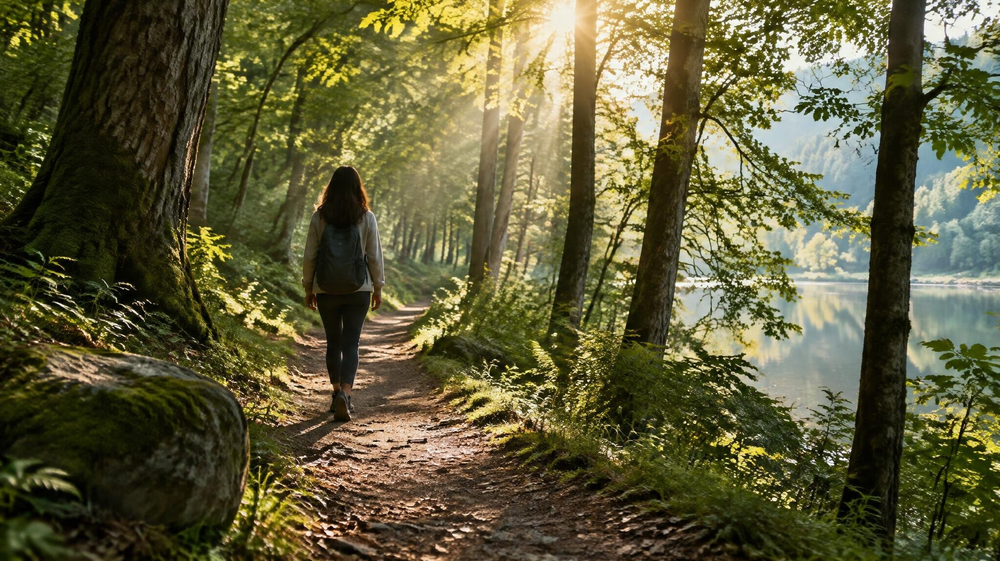 person walking in nature